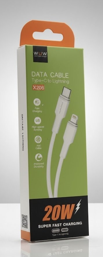 كابل WUW X206:من Type-C إلى Lightning. السرعة والأمان لجهازك الآيفون ⚡📱
