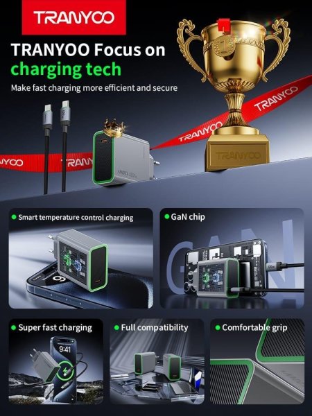 ودّع الانتظار مع شاحن TRANYOO الخارق بقوة 120 واط!