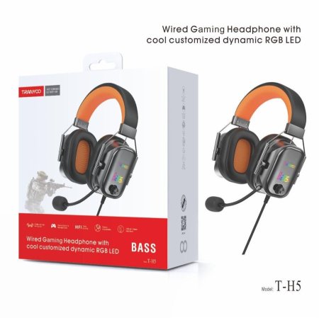 سماعة رأس احترافية Wired Gaming Headphone with statical RGB LED T-H5