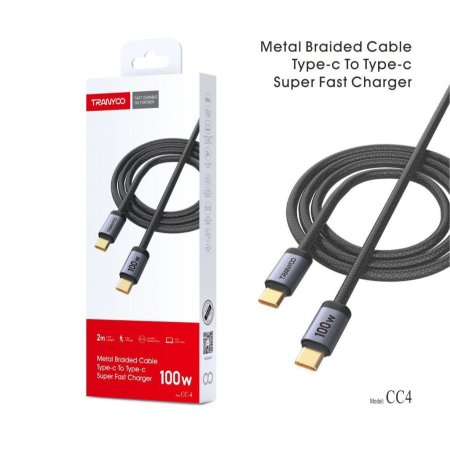 كابل TYBE-c to TYBE cالمعدني – القوة القصوى والسرعة الخارقة (100W)
